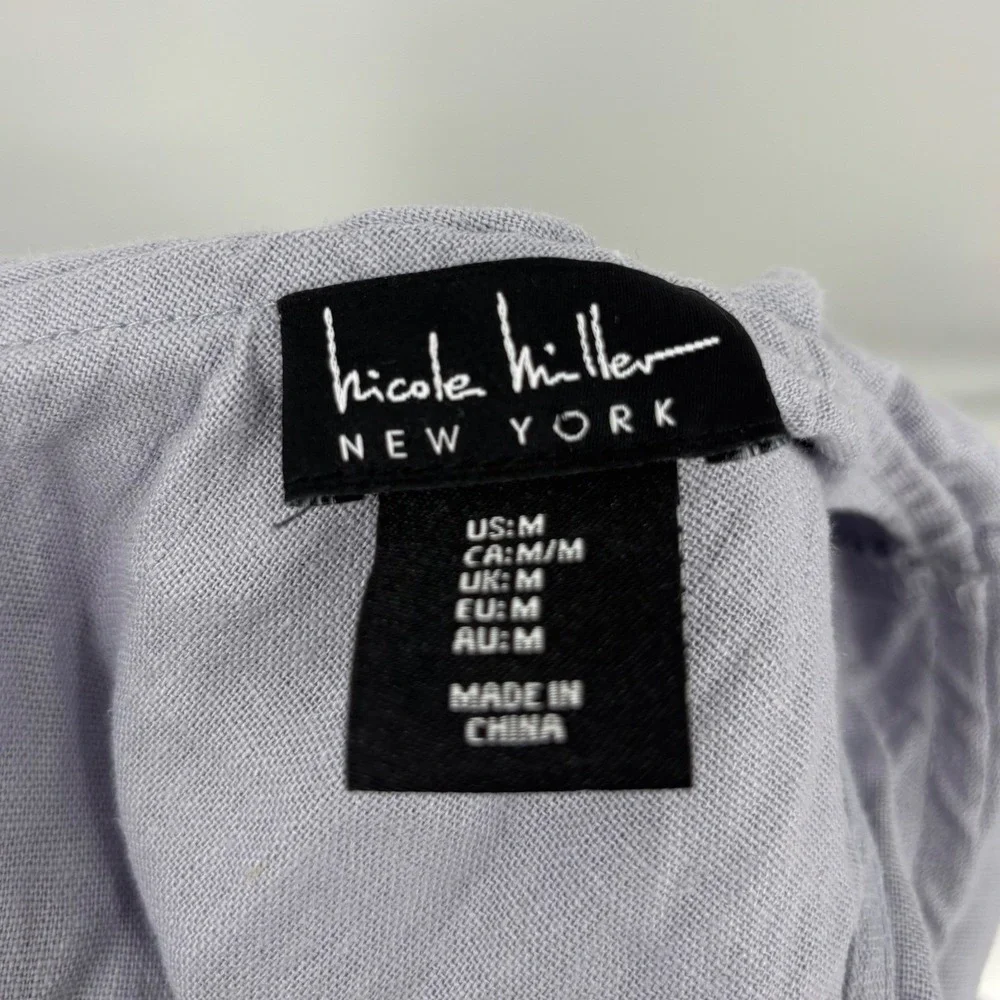 Nicole Miller One Shoulder Linen Dress Womens‎ Medium Periwinkle Kentucky Derby